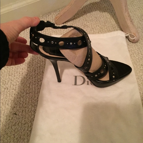 Dior sandals size 38 black studded slingback - Picture 6 of 13